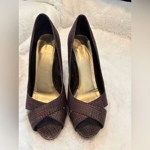 Nine West Women’s Brown Peep-Toe High Heeled Sandals